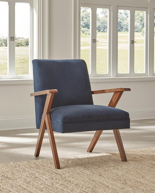 Cheryl Dark Blue/Walnut Wooden Arms Accent Chair - 905415 - Vega Furniture