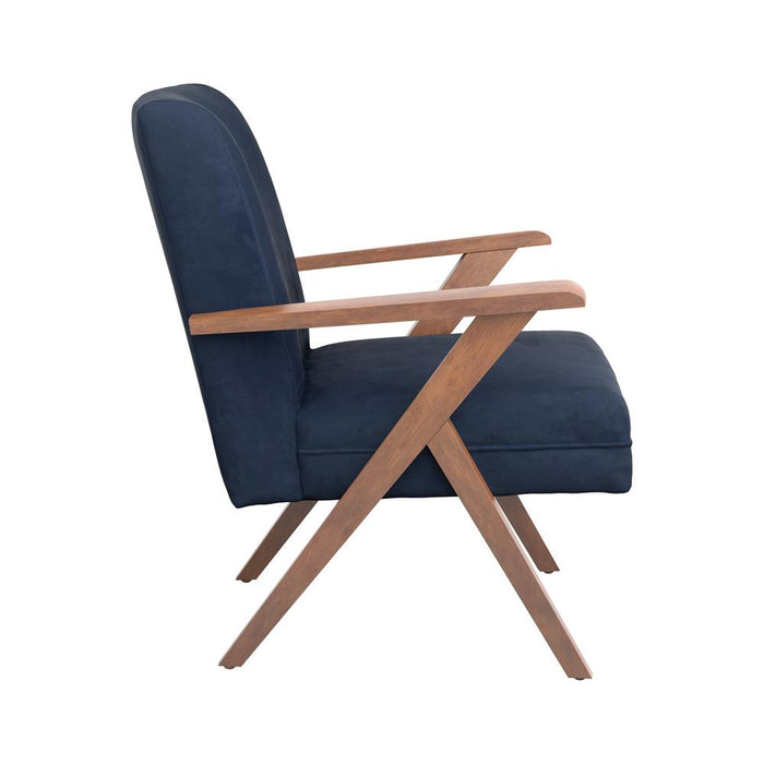 Cheryl Dark Blue/Walnut Wooden Arms Accent Chair - 905415 - Vega Furniture