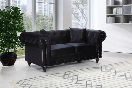 Chesterfield Black Velvet Loveseat - 662BL-L - Vega Furniture