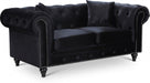 Chesterfield Black Velvet Loveseat - 662BL-L - Vega Furniture