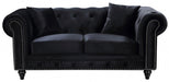 Chesterfield Black Velvet Loveseat - 662BL-L - Vega Furniture