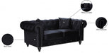 Chesterfield Black Velvet Loveseat - 662BL-L - Vega Furniture