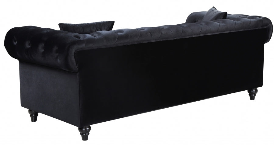 Chesterfield Black Velvet Sofa - 662BL-S - Vega Furniture