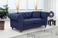 Chesterfield Blue Linen Textured Loveseat - 662Navy-L - Vega Furniture