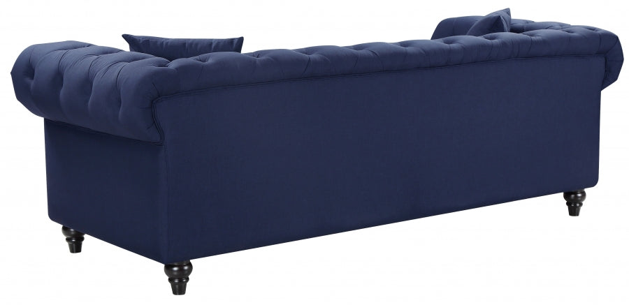 Chesterfield Blue Linen Textured Loveseat - 662Navy-L - Vega Furniture