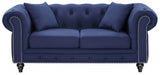 Chesterfield Blue Linen Textured Loveseat - 662Navy-L - Vega Furniture