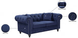 Chesterfield Blue Linen Textured Loveseat - 662Navy-L - Vega Furniture