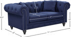 Chesterfield Blue Linen Textured Loveseat - 662Navy-L - Vega Furniture