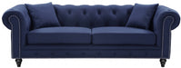 Chesterfield Blue Linen Textured Sofa - 662Navy-S - Vega Furniture