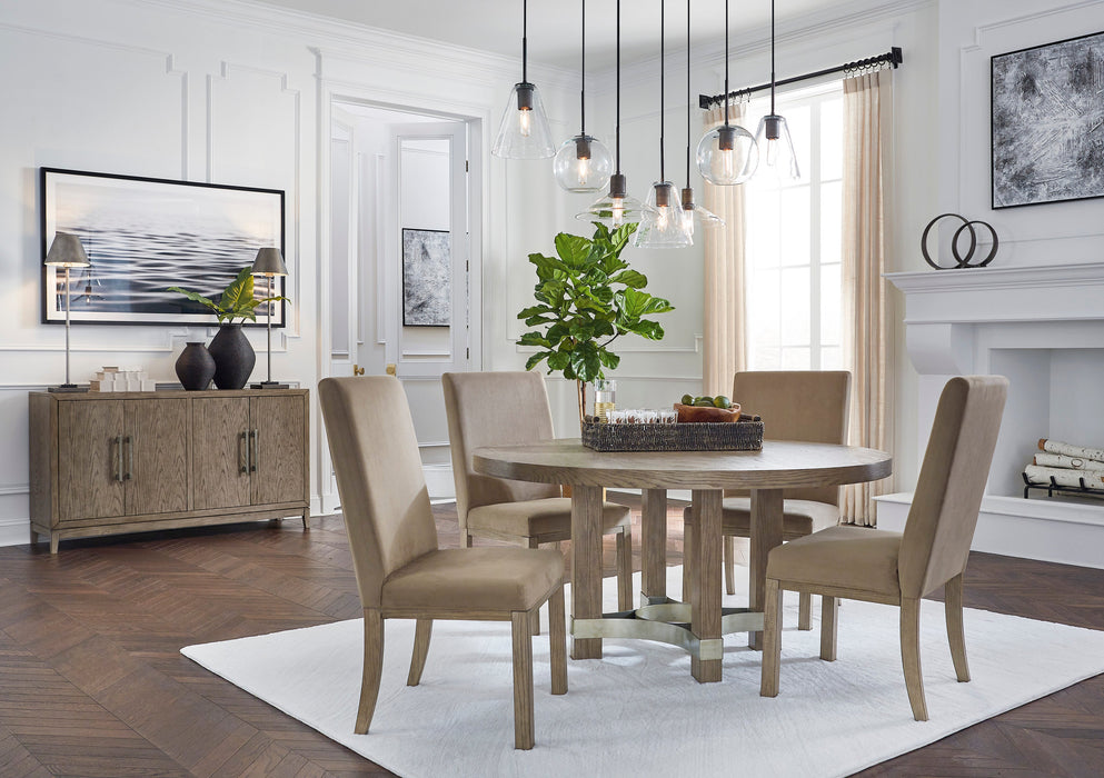Chrestner Gray/Brown Round Dining Set - SET | D983-50 | D983-01(2) - Vega Furniture