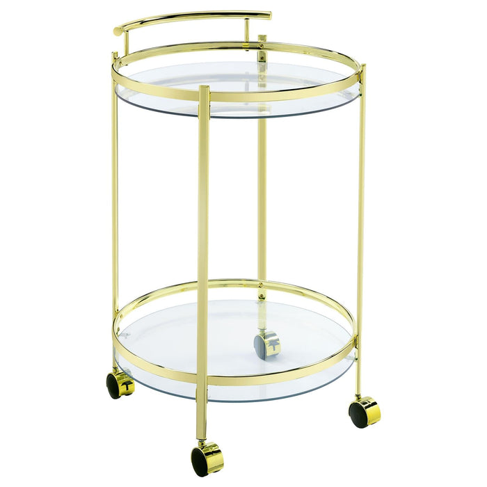 Chrissy Brass Round Glass Bar Cart - 181366 - Vega Furniture