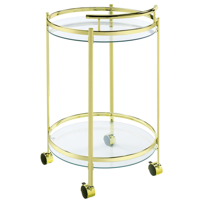 Chrissy Brass Round Glass Bar Cart - 181366 - Vega Furniture