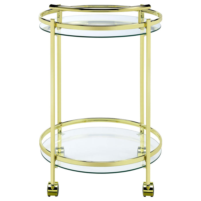 Chrissy Brass Round Glass Bar Cart - 181366 - Vega Furniture