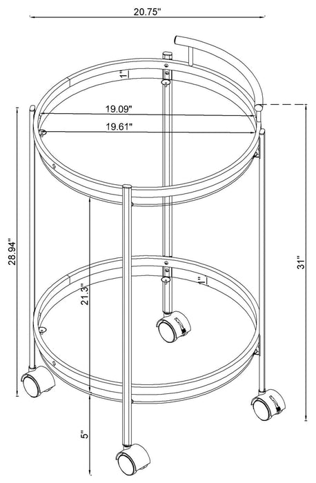 Chrissy Brass Round Glass Bar Cart - 181366 - Vega Furniture