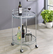Chrissy Chrome Round Glass Bar Cart - 181367 - Vega Furniture