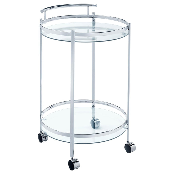 Chrissy Chrome Round Glass Bar Cart - 181367 - Vega Furniture