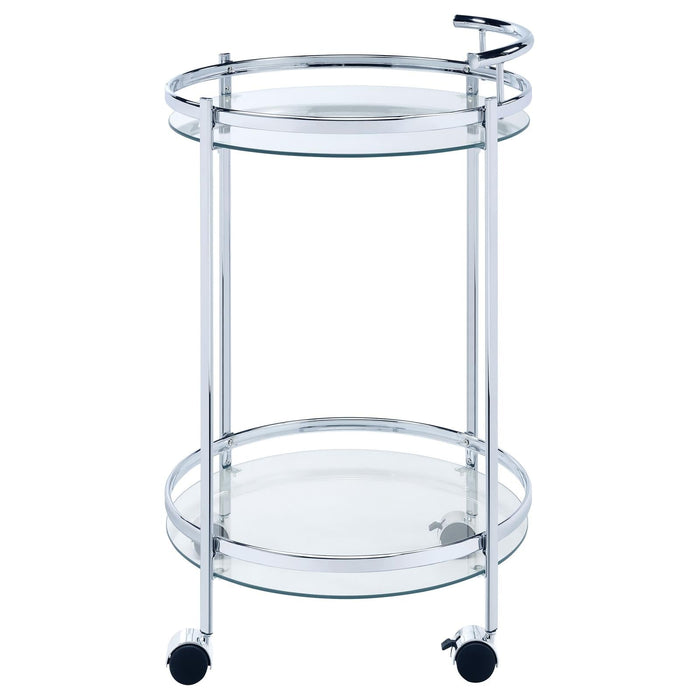 Chrissy Chrome Round Glass Bar Cart - 181367 - Vega Furniture