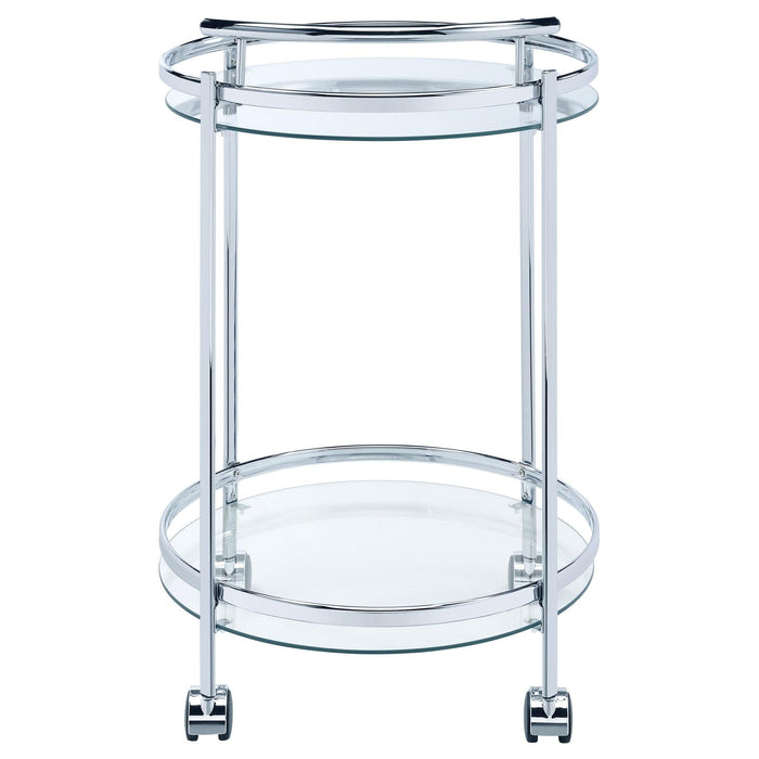 Chrissy Chrome Round Glass Bar Cart - 181367 - Vega Furniture