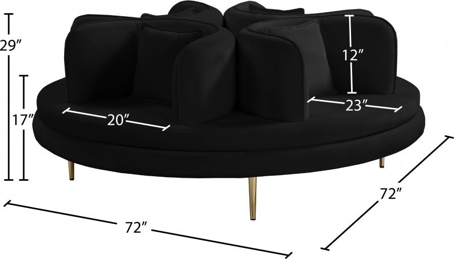 Circlet Black Velvet Roundabout Sofa - 627Black - Vega Furniture