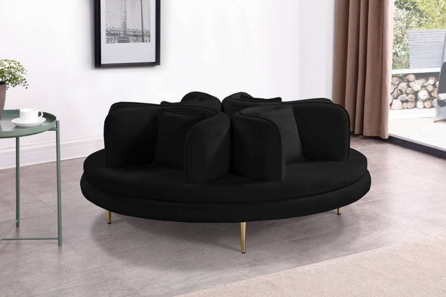 Circlet Black Velvet Roundabout Sofa - 627Black - Vega Furniture