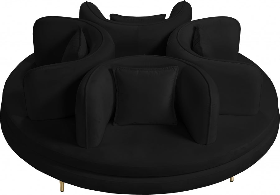 Circlet Black Velvet Roundabout Sofa - 627Black - Vega Furniture