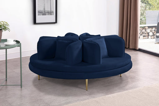 Circlet Blue Velvet Roundabout Sofa - 627Navy - Vega Furniture