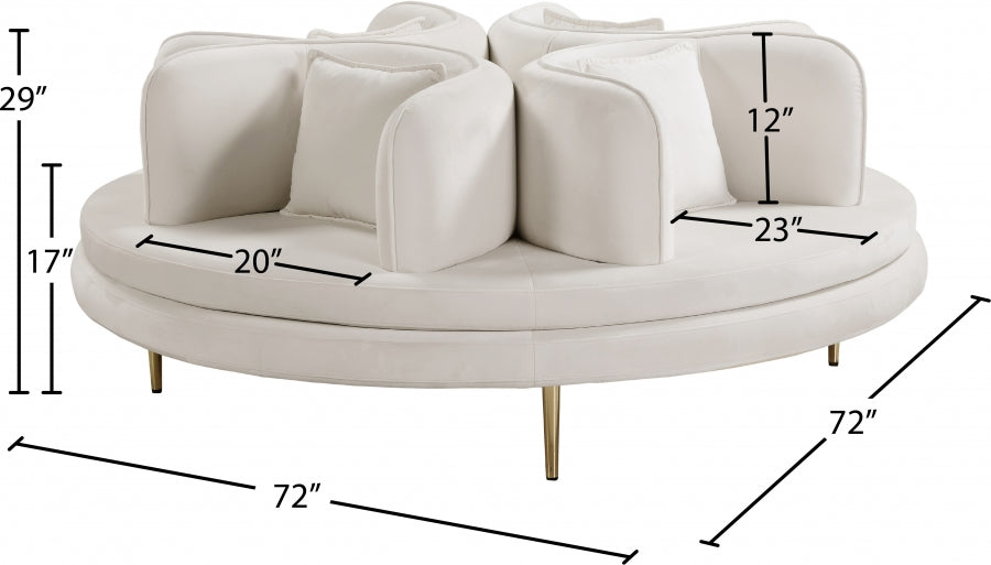 Circlet Cream Velvet Roundabout Sofa - 627Cream - Vega Furniture