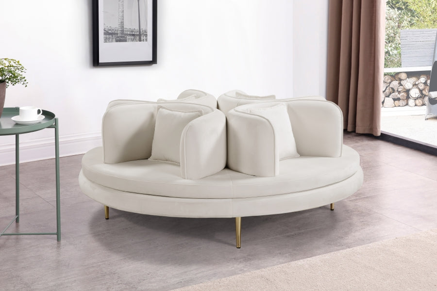 Circlet Cream Velvet Roundabout Sofa - 627Cream - Vega Furniture