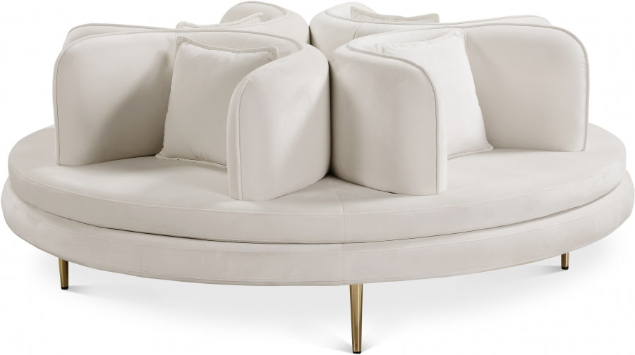 Circlet Cream Velvet Roundabout Sofa - 627Cream - Vega Furniture