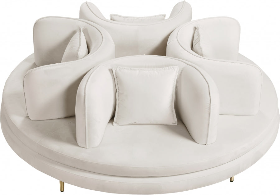 Circlet Cream Velvet Roundabout Sofa - 627Cream - Vega Furniture