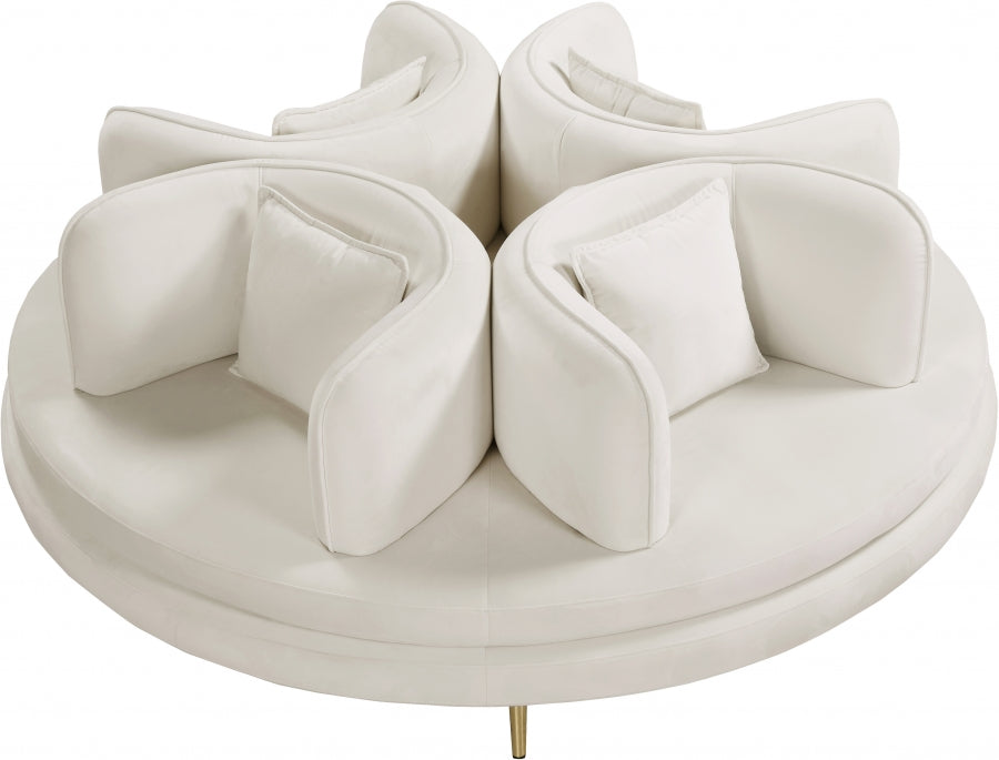 Circlet Cream Velvet Roundabout Sofa - 627Cream - Vega Furniture