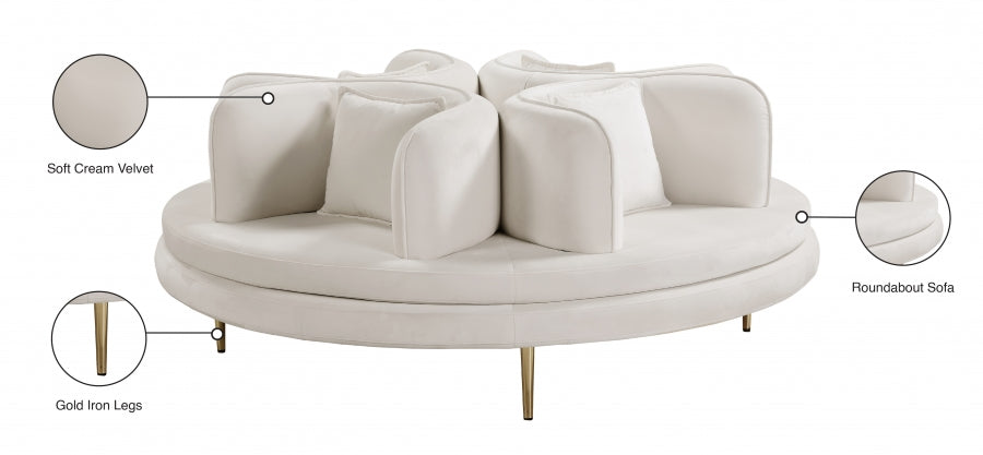 Circlet Cream Velvet Roundabout Sofa - 627Cream - Vega Furniture