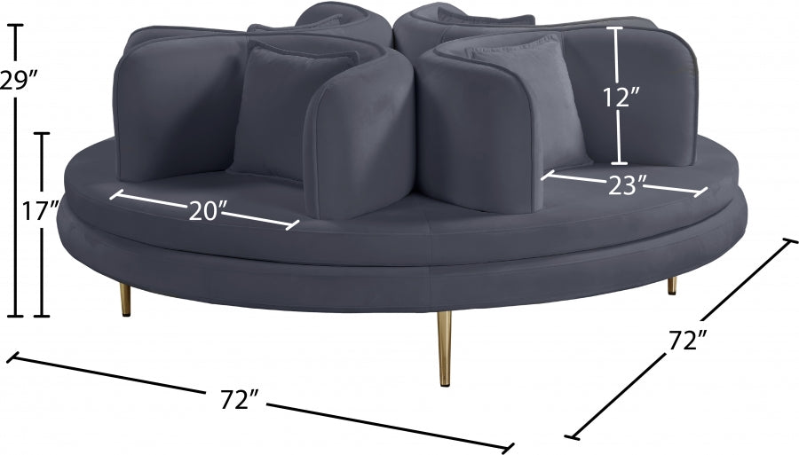 Circlet Grey Velvet Roundabout Sofa - 627Grey - Vega Furniture