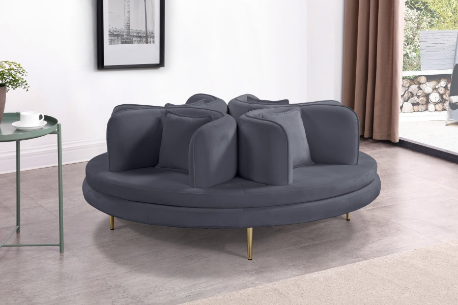 Circlet Grey Velvet Roundabout Sofa - 627Grey - Vega Furniture