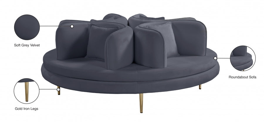 Circlet Grey Velvet Roundabout Sofa - 627Grey - Vega Furniture