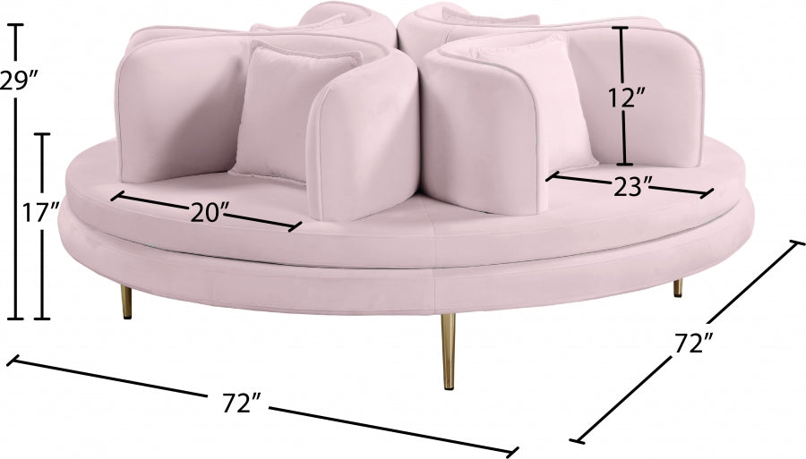 Circlet Pink Velvet Roundabout Sofa - 627Pink - Vega Furniture