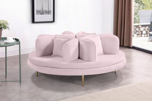 Circlet Pink Velvet Roundabout Sofa - 627Pink - Vega Furniture