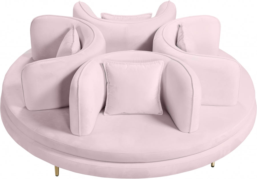 Circlet Pink Velvet Roundabout Sofa - 627Pink - Vega Furniture