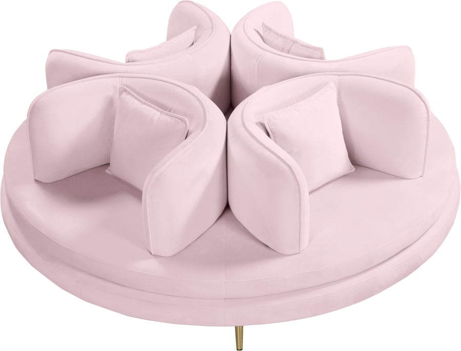 Circlet Pink Velvet Roundabout Sofa - 627Pink - Vega Furniture