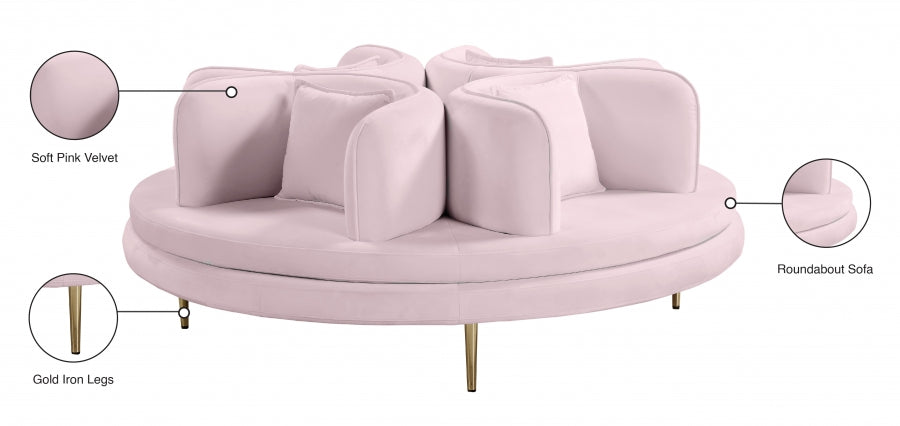 Circlet Pink Velvet Roundabout Sofa - 627Pink - Vega Furniture