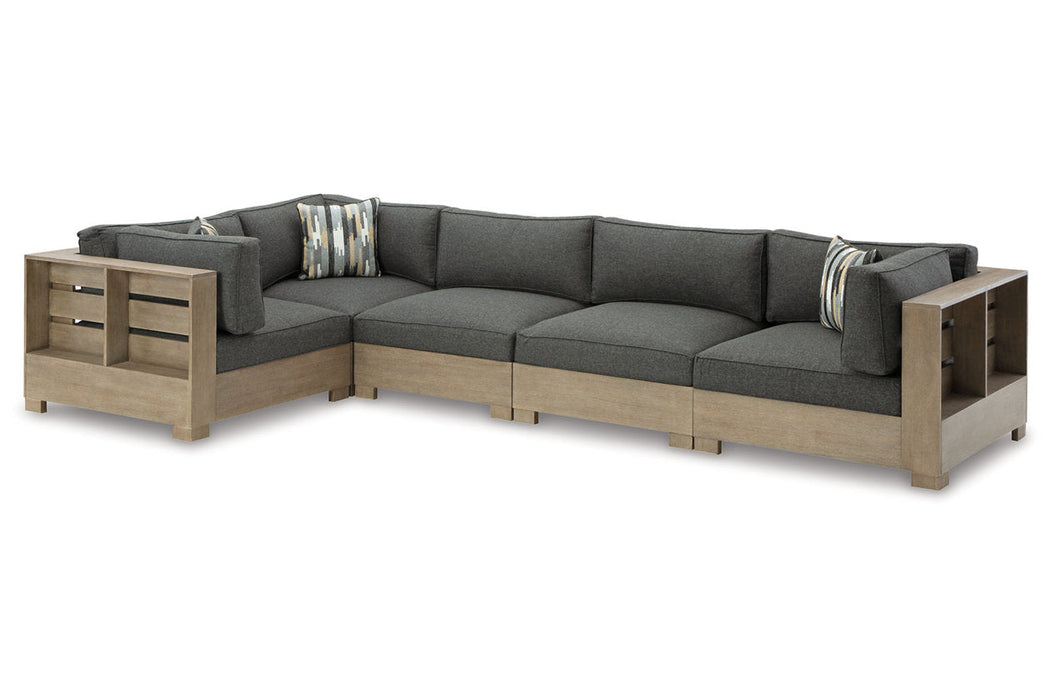 CITRINE PARK Brown 5-Piece Outdoor Sectional - SET | P660-846(2) | P660-875 | P660-876 | P660-877 - Vega Furniture