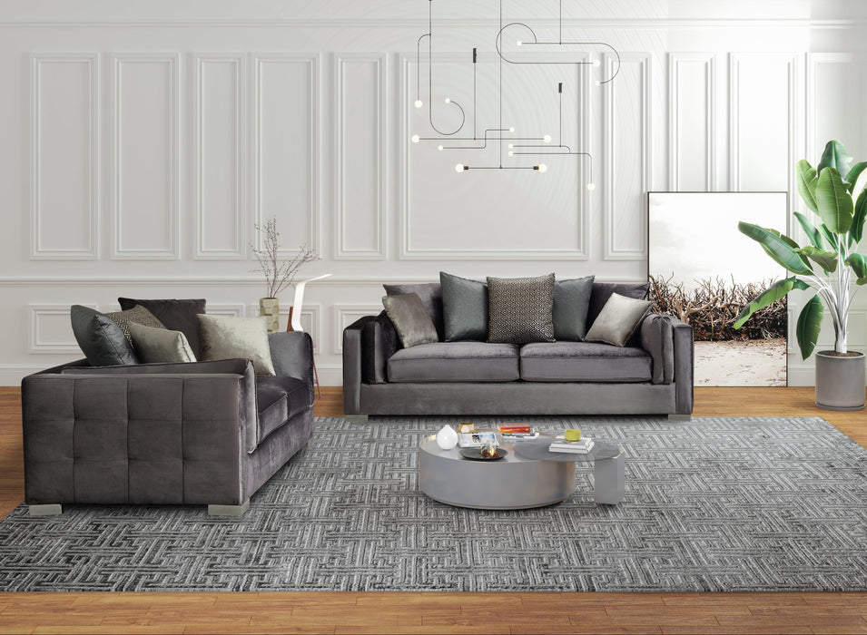 Clara Gray Velvet Sofa & Loveseat - CLARAGRAY-SL - Vega Furniture