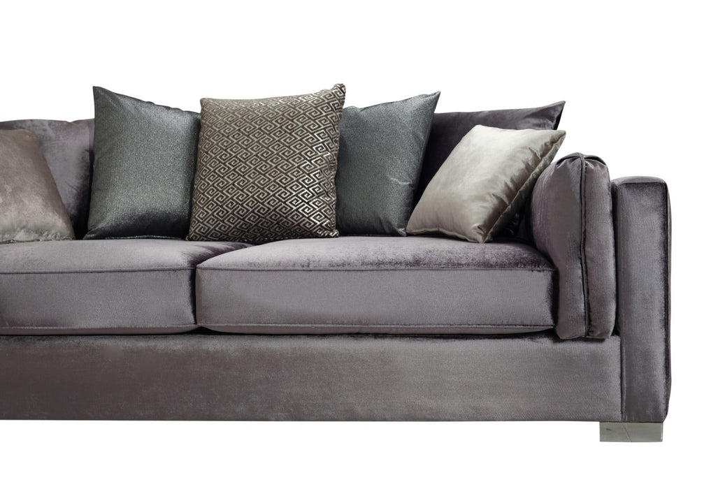 Clara Gray Velvet Sofa & Loveseat - CLARAGRAY-SL - Vega Furniture