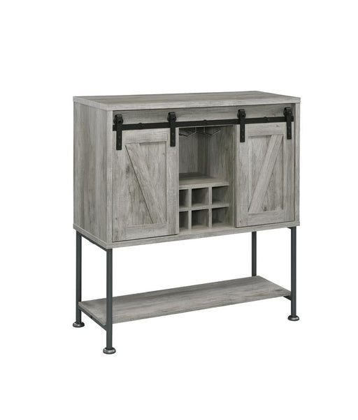 Claremont Gray Driftwood Sliding Door Bar Cabinet with Lower Shelf - 183038 - Vega Furniture
