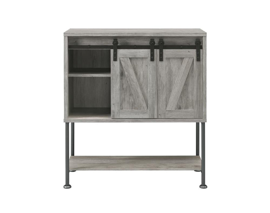 Claremont Gray Driftwood Sliding Door Bar Cabinet with Lower Shelf - 183038 - Vega Furniture