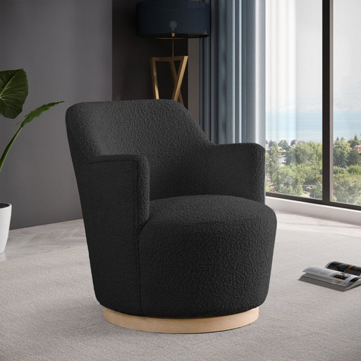 Clarita Boucle Fabric Swivel Accent Chair Black - 450Black - Vega Furniture