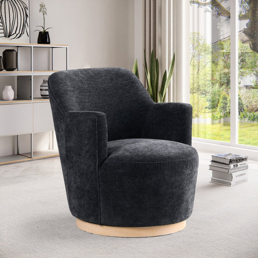 Clarita Chenille Fabric Swivel Accent Chair Black - 449Black - Vega Furniture