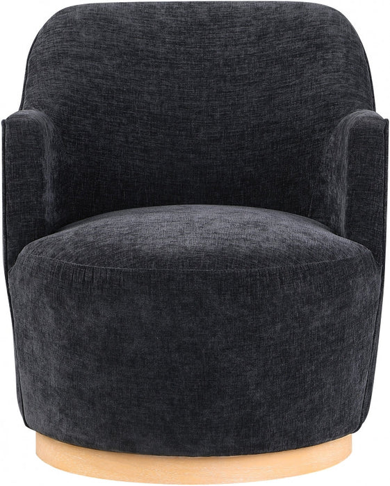 Clarita Chenille Fabric Swivel Accent Chair Black - 449Black - Vega Furniture