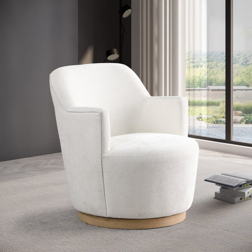 Clarita Chenille Fabric Swivel Accent Chair Cream - 449Cream - Vega Furniture