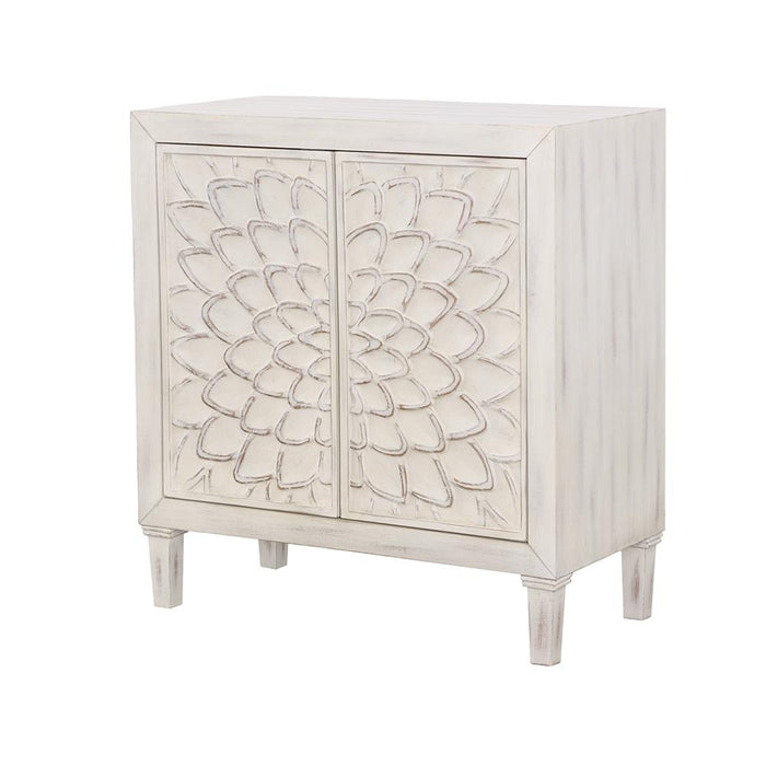 Clarkia White Accent Cabinet with Floral Carved Door - 953347 - Vega Furniture